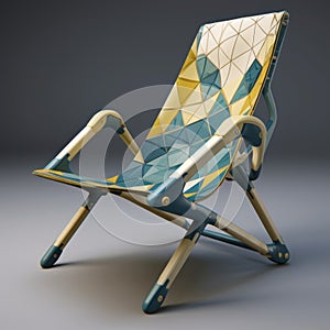 Geometric Tv Chair With Light Indigo And Yellow Design