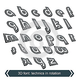 Geometric typescript in rotation, 3d industrial