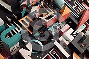 geometric typography with a mix of different typefaces and styles