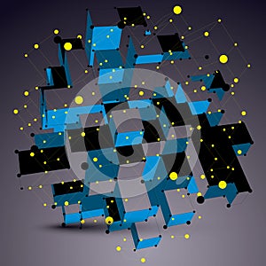 Geometric vector abstract 3D complicated lattice object, blue as