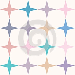 Geometric vector pattern, mid century abstract background, with stars