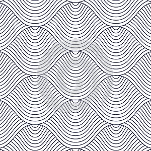 Geometric vector pattern repeating abstract spiral, wavy, curve thin line or finger print