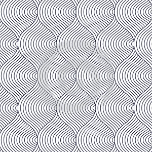 Geometric vector pattern repeating abstract spiral, wavy, curve thin line or finger print.