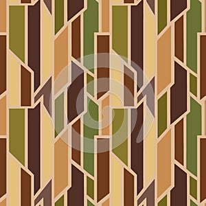 Geometric vector retro brown seamless pattern with different geometrical forms. Square, triangle, rectangle. Modern techno minimal