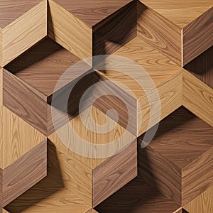Geometric wall pattern featuring interlocking cubes formed from