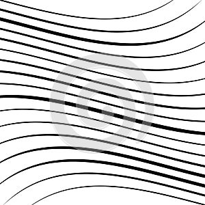 Geometric waving, wavy parallel lines. Ripple, twisted lines pattern. Squeeze, sway, squish distort, deform effect on stripes,