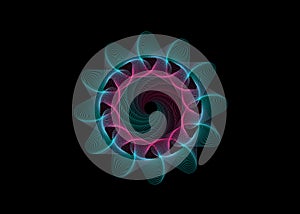 Geometric Whirls Design, swirling style flower. Geometric shape, design element with inward rotation. Swirl, spiral, twist sign