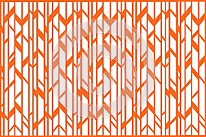 Geometric white bamboo pattern design on an orange frame