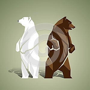 Biely a hnedý medvede 