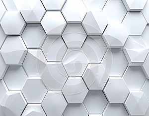 Geometric White Hexagonal Pattern with Abstract Polygonal Surface Background