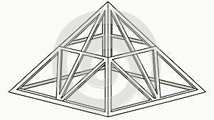 Geometric wireframe pyramid, architectural blueprint. vector design Generative AI