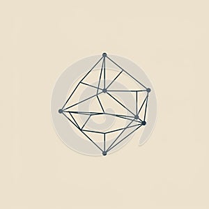 Geometric wireframe structure with a network of lines and nodes forms a polygonal