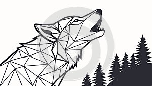 Geometric Wolf in Forest Vector Illustration, Wild & Modern, vector design Generative AI