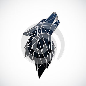 Geometric wolf head in blue