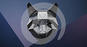 Geometric wolf head composed of interlocking