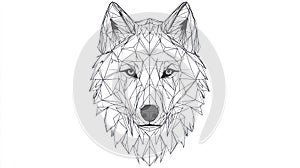 Geometric Wolf Head Line Art, Polygonal Animal Design, Abstract Wild Animal Portrait