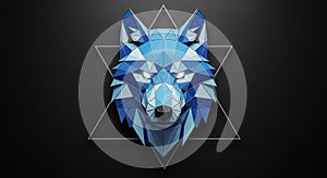 Geometric wolf head design featuring a