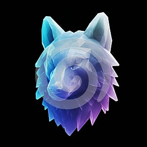 Geometric wolf head rendered in a polyhedral style with a gradient of colors photo