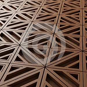 Geometric wooden pattern featuring interlocking triangular motifs. The design