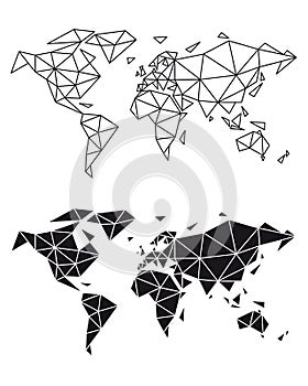 Geometric world map, vector