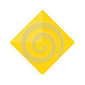 Geometric Yellow Diamond Shape, Simple Flat Vector Illustration Element