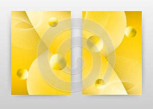 Geometric yellow round pearls and abstract design for annual report, brochure, flyer, leaflet, poster. Lined textured on yellow