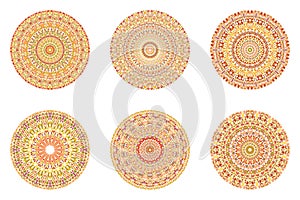 Geometrical abstract circular flower ornament mandala set