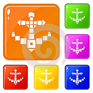 Geometrical anchor icons set vector color