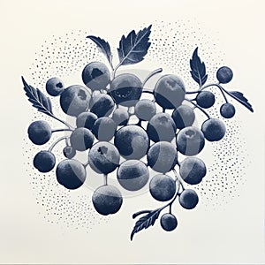 Geometrical Blueberry Stencil: Atmospheric Photogram-inspired Art photo