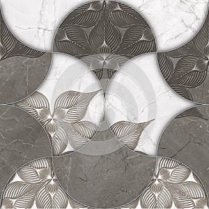 geometrical fashion illustration with wooden and marble textures. modern ceramic mosaic.