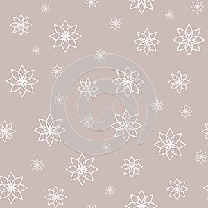 Geometrical flowers with pale brown background  illustration seamless pattern