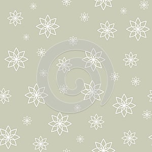 Geometrical flowers with pale green background  illustration seamless pattern