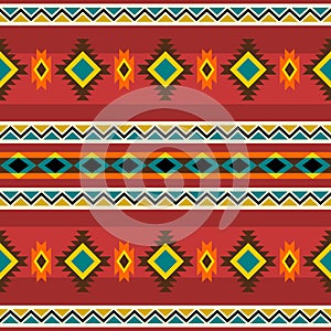Geometrical Native American Bright Illustration Pattern