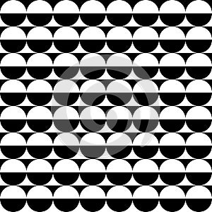 Geometrical signs - circles and squares. High contrast retro seamless pattern in black and white. Vector illustration