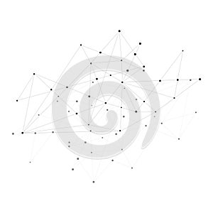 Geometrical triangle mesh line wire frame with dots isolated