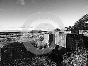 Geometrical World War II anti tank blocks in dunes, Aberlady Nature Reserve