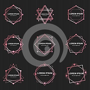 Geometry And Abstract Line With Pink Color Logo Set - Vector