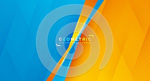 Geometry background with 3D style. Abstract background with a mix of blue and orange colors