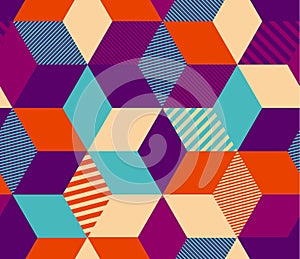 Geometry color hexagon seamless pattern.