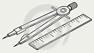 Geometry drafting tools, compass and ruler, precision measurement, technical design, vector design Generative AI