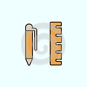 geometry, measuring ruler color vector icon, vector illustration