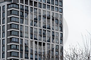 Geometry modern of apartment building exterior. Architectural details.