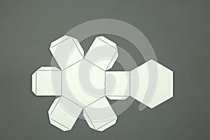 Geometry net of Hexagonal prism. 2-dimensional shape that can be folded to form a 3-dimensional shape