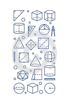 Geometry School Discipline vector concept vertical banner. Vector linear illustration