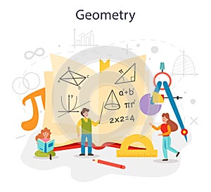 Geometry school subject. Abstract task with mathematical calculation.
