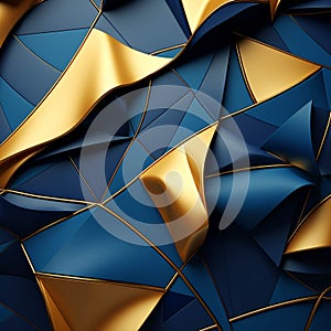 Geometry Seamless pattern. Abstract polygonal pattern luxury dark blue with gold background.