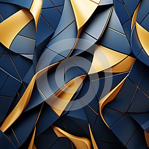 Geometry Seamless pattern. Abstract polygonal pattern luxury dark blue with gold background.