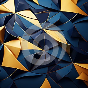 Geometry Seamless pattern. Abstract polygonal pattern luxury dark blue with gold background.