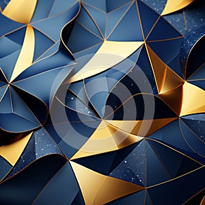 Geometry Seamless pattern. Abstract polygonal pattern luxury dark blue with gold background.