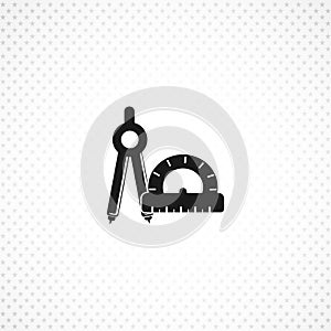 geometry sign Compass with protractor isolated solid icon on white background